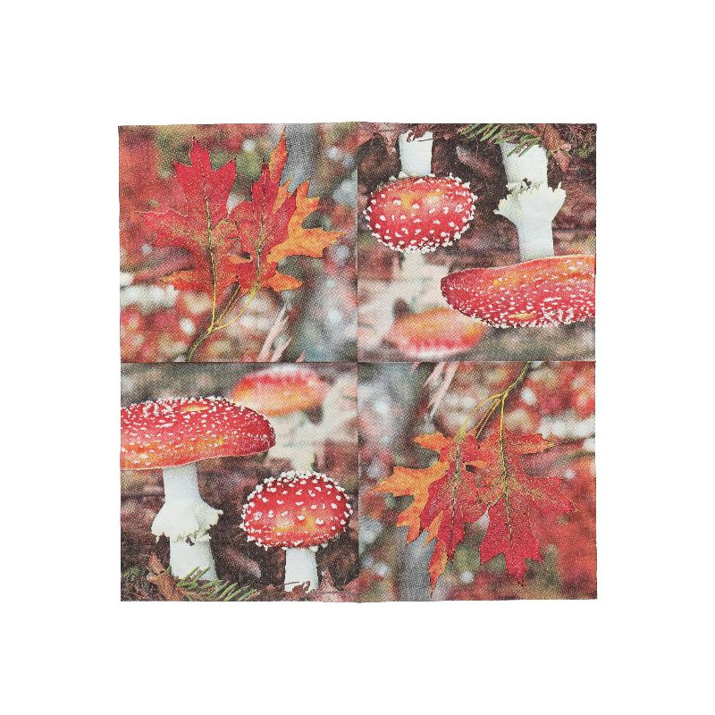 Serviettes pap champignon/feuilles de Esschert design - deco maison et jardin dans Serviette en papier