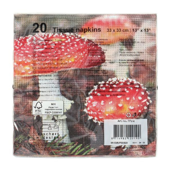Serviettes pap champignon/feuilles de Esschert design - deco maison et jardin dans Serviette en papier