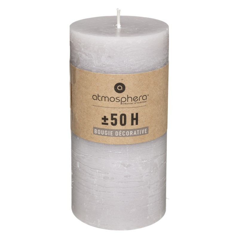 Bougie ronde olia taupe d6.8 h14cm de Jardinerie Bordeaux Libourne Gironde dans 🕯️ Bougies et encens