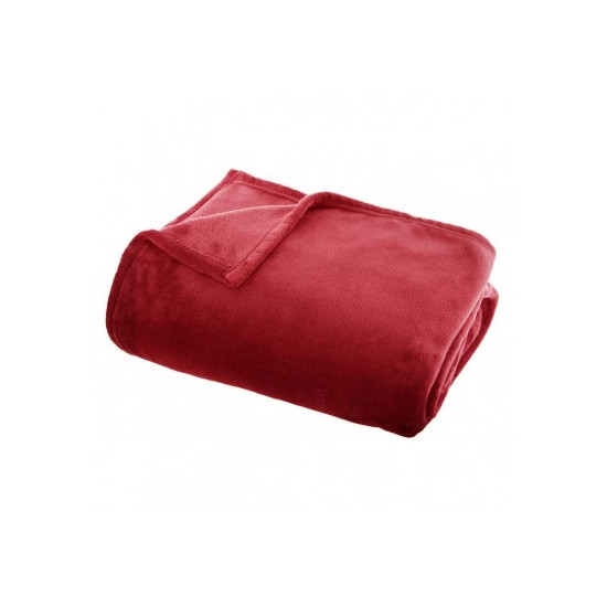 Plaid flanel uni rouge 130x180 de Jardinerie Bordeaux Libourne Gironde dans Coussins et couverture