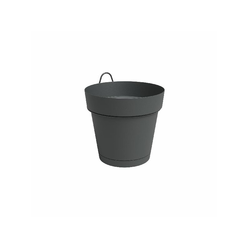 Kit mur pot capri res.eau 20cm anthracite de Artevasi - Vases et jardinières Déco dans Pots en plastique
