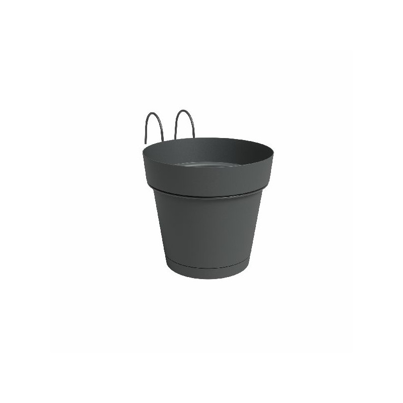 Kit balcon pot capri res.eau 20cm anthracite de Artevasi - Vases et jardinières Déco dans Pots en plastique