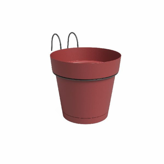 Kit balcon pot capri res.eau 20cm rouge foncé de Artevasi - Vases et jardinières Déco dans Pots en plastique