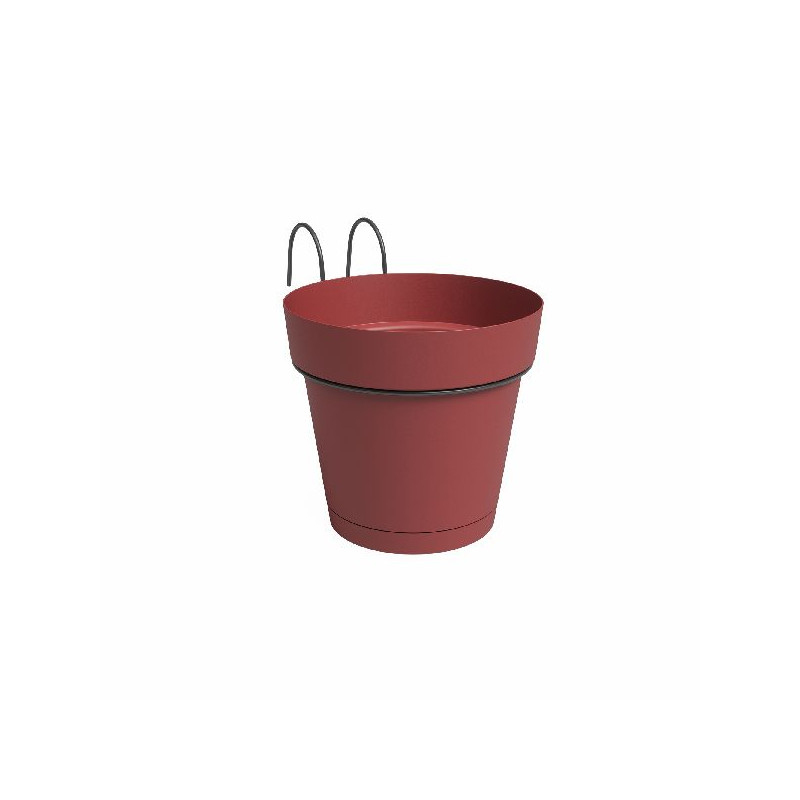 Kit balcon pot capri res.eau 20cm rouge foncé de Artevasi - Vases et jardinières Déco dans Pots en plastique