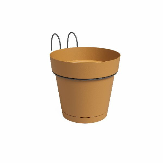 Kit balcon pot capri res.eau 20cm jaune miel de Artevasi - Vases et jardinières Déco dans Pots en plastique