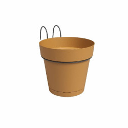 Kit balcon pot capri res.eau 20cm jaune miel de Artevasi - Vases et jardinières Déco dans Pots en plastique
