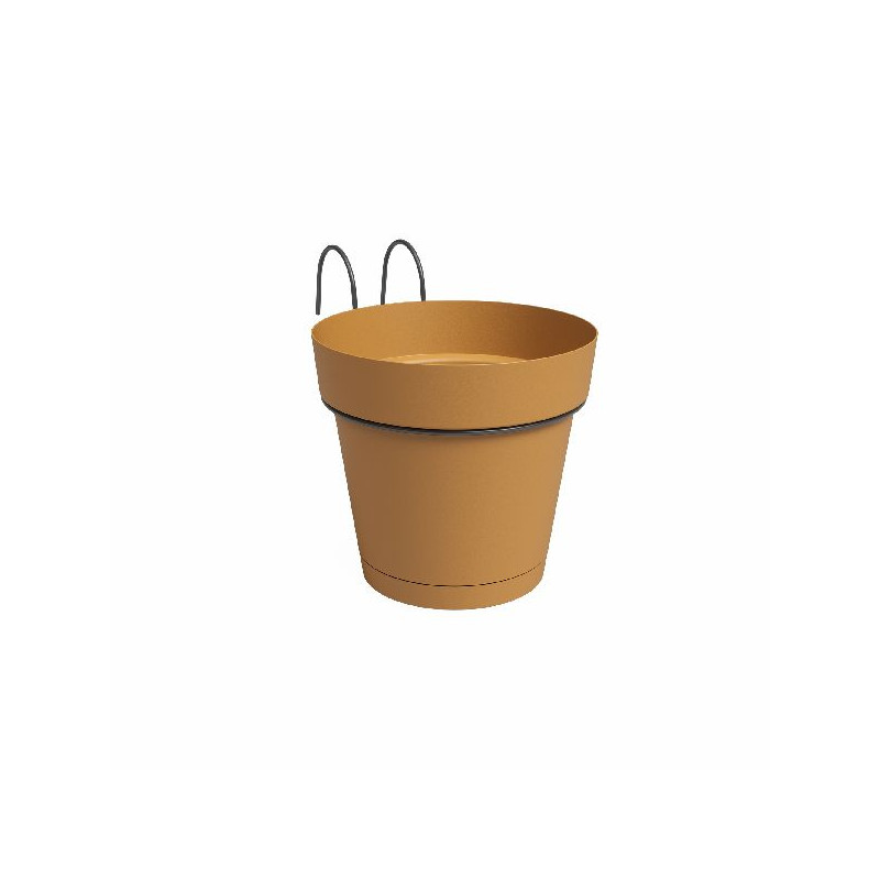 Kit balcon pot capri res.eau 20cm jaune miel de Artevasi - Vases et jardinières Déco dans Pots en plastique