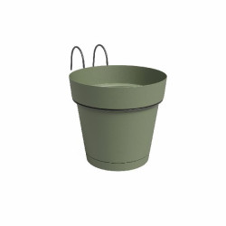 Kit balcon pot capri res.eau 20cm vert cendré de Artevasi - Vases et jardinières Déco dans Pots en plastique