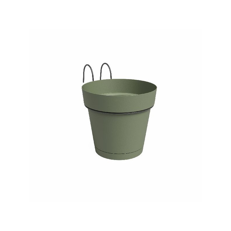 Kit balcon pot capri res.eau 20cm vert cendré de Artevasi - Vases et jardinières Déco dans Pots en plastique