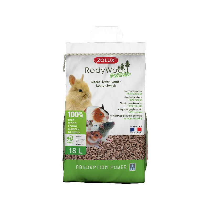 Litiere rodywood pellets 18l de Zolux - Produit pour animaux dans Litières pour rongeurs