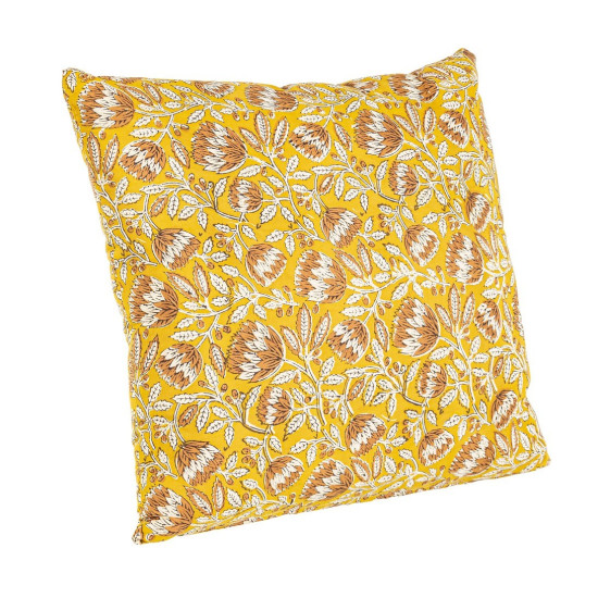 Coussin chambery ocre ac-fleur rouge 45x45 de Jardinerie Bordeaux Libourne Gironde dans Coussins et couverture