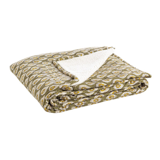 /Plaid reims vert ac-feuille 130x180 de Jardinerie Bordeaux Libourne Gironde dans Coussins et couverture
