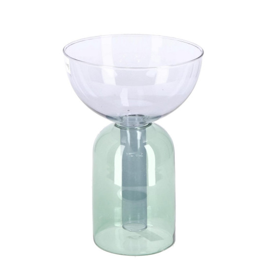 Vase tempel verre bleu vert h19.5 de Jardinerie Bordeaux Libourne Gironde dans Vase