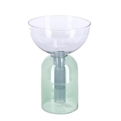 Vase tempel verre bleu vert h19.5 de Jardinerie Bordeaux Libourne Gironde dans Vase