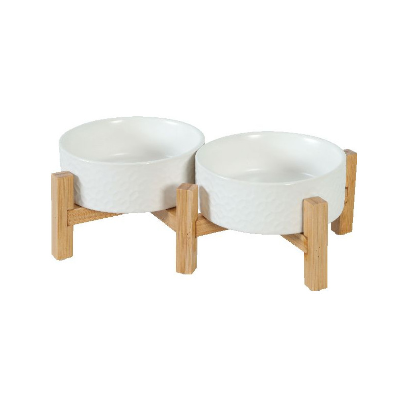 Ecuelle gres keramo duo blanc 600ml de Zolux - Produit pour animaux dans Gamelles et distributeurs pour chiens