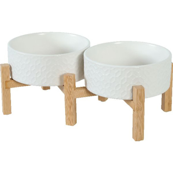 Ecuelle gres keramo duo blanc 1400ml de Zolux - Produit pour animaux dans Gamelles et distributeurs pour chiens