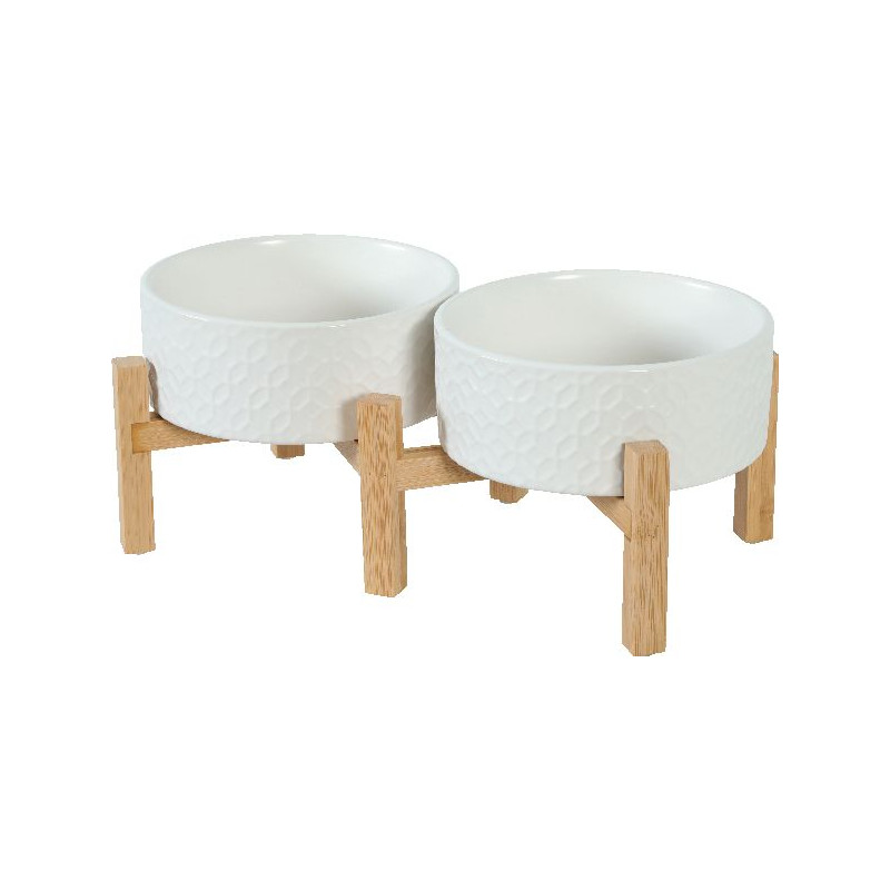 Ecuelle gres keramo duo blanc 1400ml de Zolux - Produit pour animaux dans Gamelles et distributeurs pour chiens
