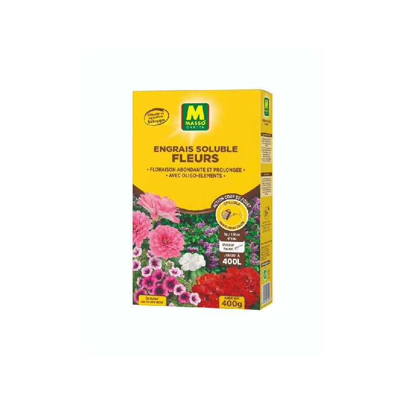 Engrais soluble fleurs 400 g de Masso - Engrais bio et soin des plantes dans Engrais Granulé pour plantes