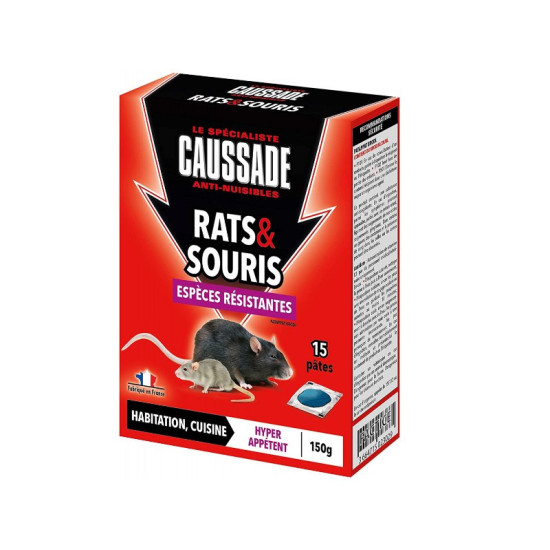 Rats souris pat'appât espèces résistantes 150g de Caussade - anti rats et souris dans 🐁 Raticide / souricide