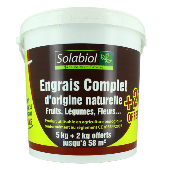 Engrais complet solabiol seau 5kg + 2kg offerts de Solabiol - traiement bio pour plantes dans Engrais Granulé pour plantes