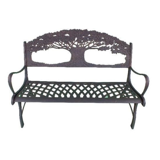 Banc 100% en fonte avec décoration arbres de Jardinerie Bordeaux Libourne Gironde dans Banc pour le jardin