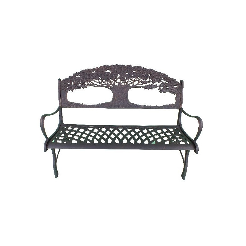 Banc 100% en fonte avec décoration arbres de Jardinerie Bordeaux Libourne Gironde dans Banc pour le jardin