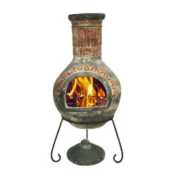 Cheminée mexicaine plumas extra large verte de Jardinerie Bordeaux Libourne Gironde dans 🔥 Brasero - chauffe terrasse