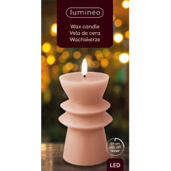 /Bougie led rose clair/blanc chaud h14.6 d7.7 de Kaemingk - deco de la maison dans 🕯️ Bougies et encens