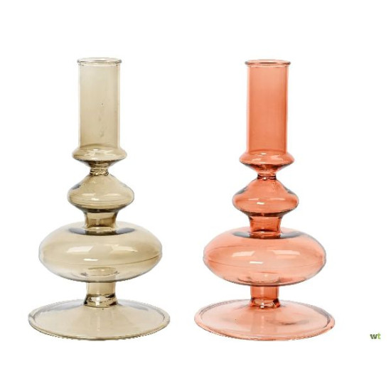 /Bougeoir 2 bulles orange/gris 19cm de Kaemingk - deco de la maison dans Bougeoirs et lanterne pour bougies