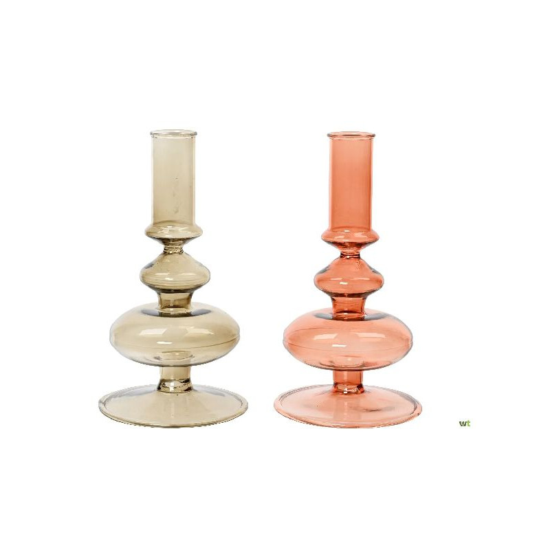 /Bougeoir 2 bulles orange/gris 19cm de Kaemingk - deco de la maison dans Bougeoirs et lanterne pour bougies