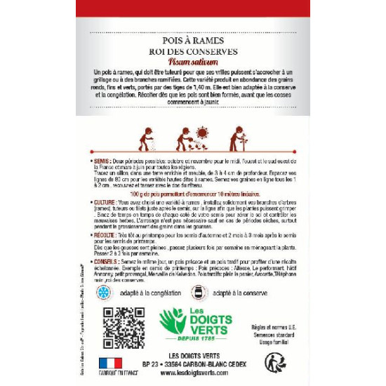 Pois Rame Roi Des Conserves 440g -graines de Les Doigts Verts - graines de Gironde à Bordeaux dans Graines de Pois