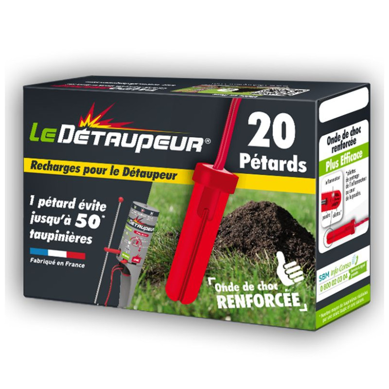 RECHARGES PETARD DETAUPEUR X20 de Le Détaupeur - Le piège à taupe n°1 en France ! dans Produits anti Taupe