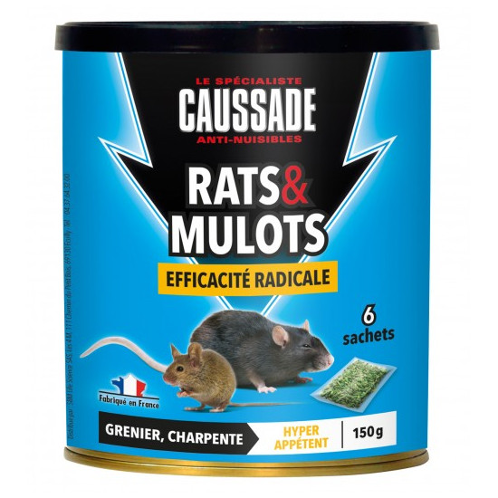 Rats & mulots - grains 12x150g de Caussade - anti rats et souris dans 🐁 Raticide / souricide