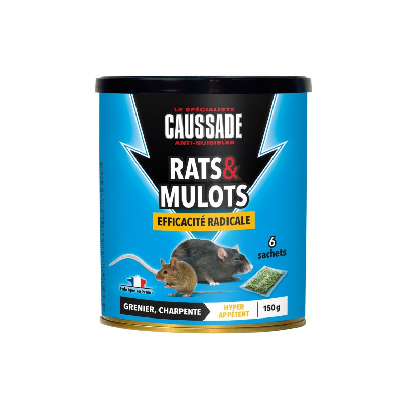 Rats & mulots - grains 12x150g de Caussade - anti rats et souris dans 🐁 Raticide / souricide
