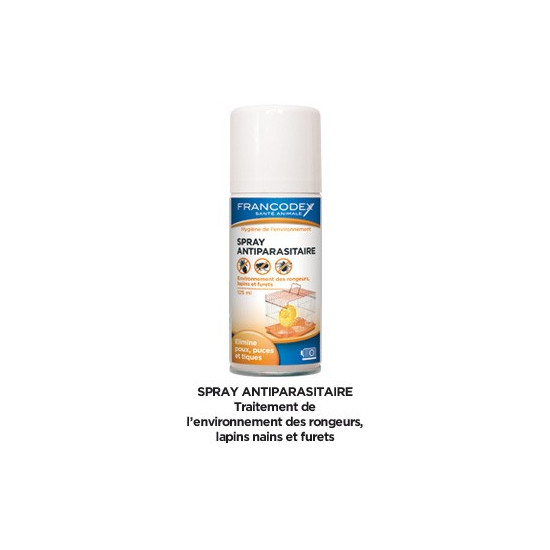 SPRAY ANTIPARASITAIRE 125ML de Francodex - anti puce et soin pour chien et chat dans Hygiene rongeurs