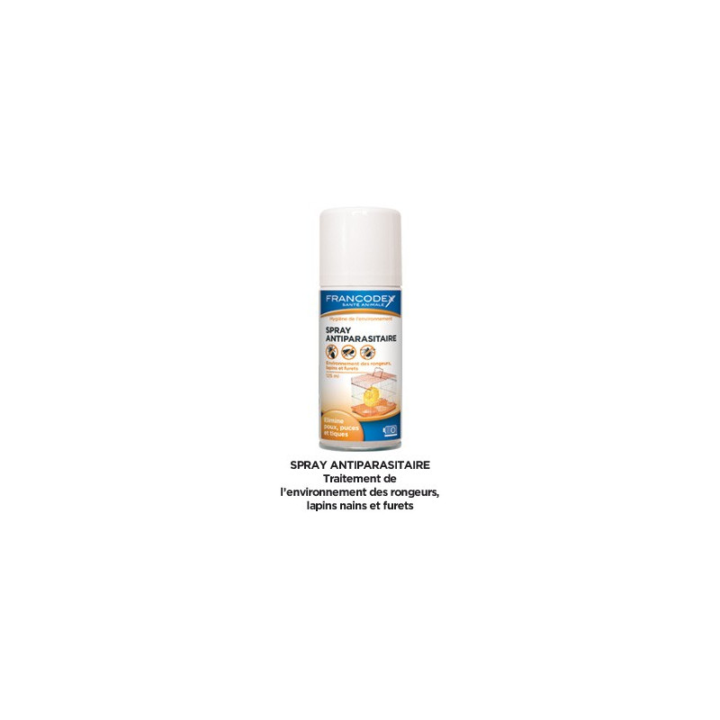 SPRAY ANTIPARASITAIRE 125ML de Francodex - anti puce et soin pour chien et chat dans Hygiene rongeurs