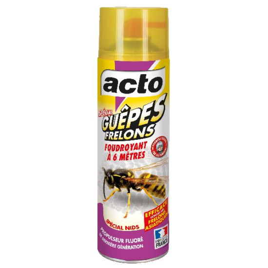 Aérosol guêpes - frelons portée 6m 500 ml de Acto dans 🐝 Produits anti Guêpes et frelons