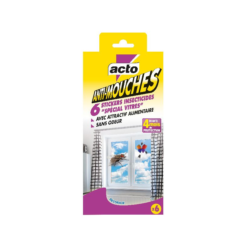 Stickers anti-mouches 6 adhésifs papillon de Acto dans 🪰 Produits anti Mouches