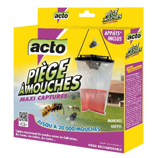 Pieges a mouches captures +4 sachets d'appât 25g de Acto dans 🪰 Produits anti Mouches