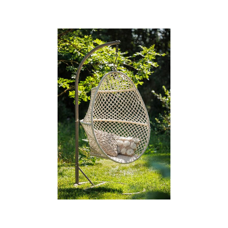 Œuf siège suspendu en macramé écru et acie de Jardiline - Baches dans Mobilier Divers
