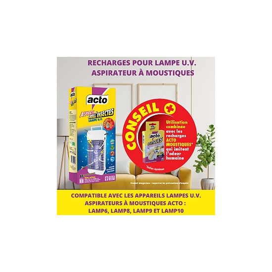 Recharges lampe u.v. aspirateur à moustiques x2 de Acto dans 🦟 Produits Moustiques