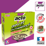 Spirales bois compressé citronnelle x10 +support de Acto dans 🦟 Produits Moustiques