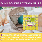 Mini bougies citronnelle 25 bougies 4 h de Acto dans 🦟 Produits Moustiques
