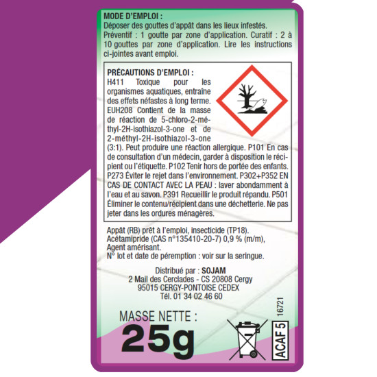 Gel-appât cafards blister 1 seringue 25 g de Acto dans 🕷🪰Produits anti Insectes volants et rampants