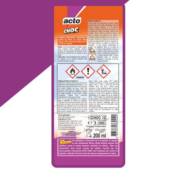 Aérosol choc action foudroyante 200 ml de Acto dans 🕷🪰Produits anti Insectes volants et rampants