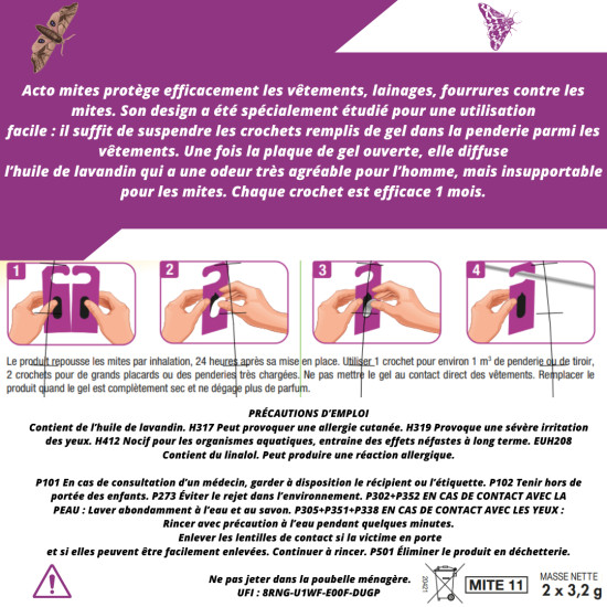 Crochets mites textiles2 crochets gel de Acto dans 🕷🪰Produits anti Insectes volants et rampants
