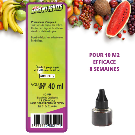Piège à mouches fruits à glu + flacon 40 ml de Acto dans 🪰 Produits anti Mouches