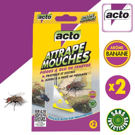 Attrape mouches - pièges à glu de fenêtres x 2 de Acto dans 🪰 Produits anti Mouches