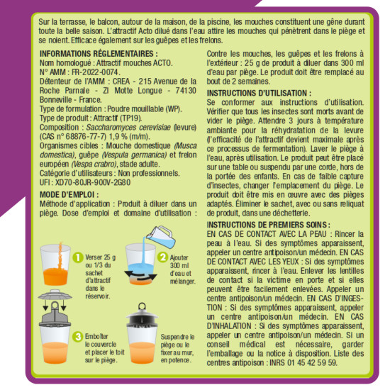 Attractif mouches blister 1 flacon 75 g de Acto dans 🪰 Produits anti Mouches