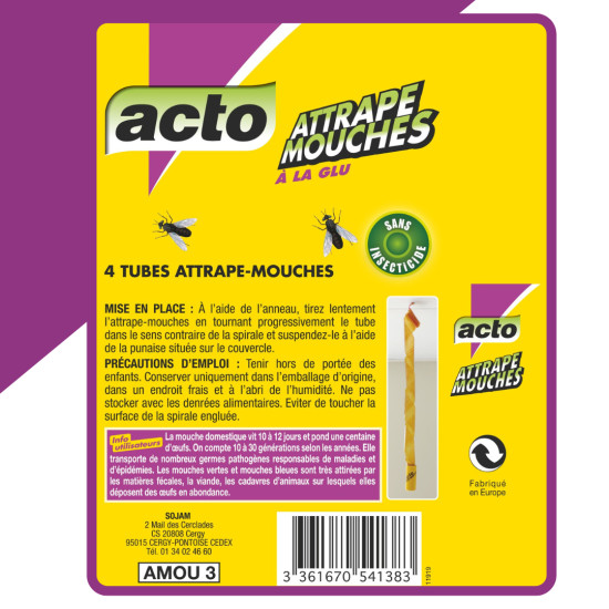 Attrape-mouches à la glu étui brochable 4 tubes de Acto dans 🪰 Produits anti Mouches